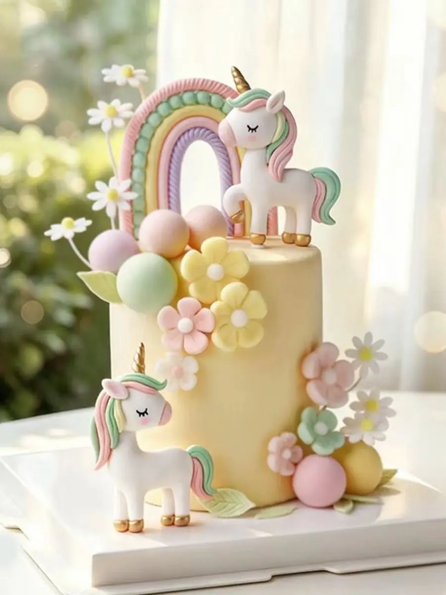 Einhorn-Kuchenaufsatz Regenbogen-Wolke Einhorn Geburtstagskuchendekoration Kinder Mädchen Geburtstag Babyparty Einhorn-Themen-Party-Zubehör