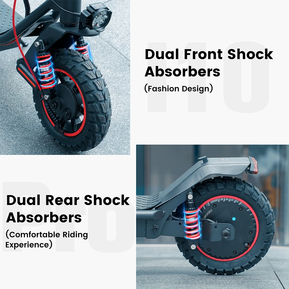 IScooter i10 Pro Elektroroller 800W Motor E-Scooter 48V15AH Hochleistungs-Lithiumbatterie unterstützt APP-App, Höchstgeschwindigkeit 45KM/H, maximale Reichweite 60KM, 10 Zoll Luftreifen, brandneu, original, direkt ab Werk. – Detail 7