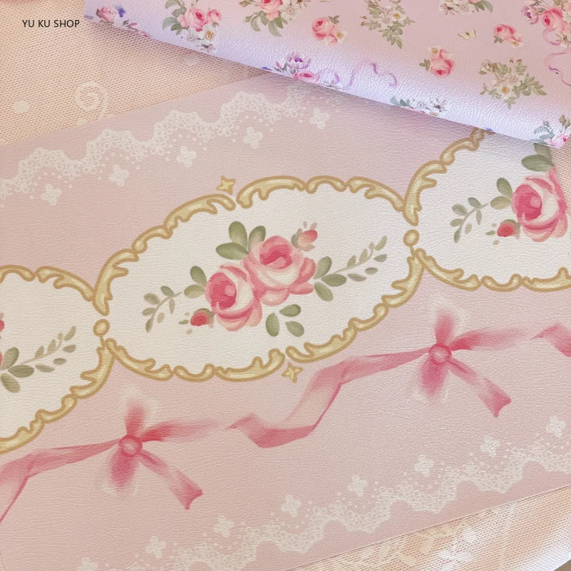 Vintage Placemat for Table Bow Rose Floral Heat Insulation Mat Leather Table Mat Waterproof Oil Resistant Hot Western Placemat