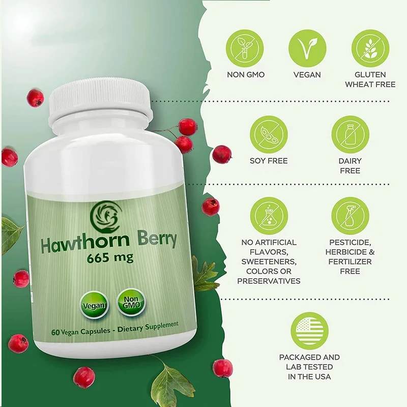 Hawthorn berry per vegetarian capsule 665mg, 60 capsules, vegetarian, non genetically modified