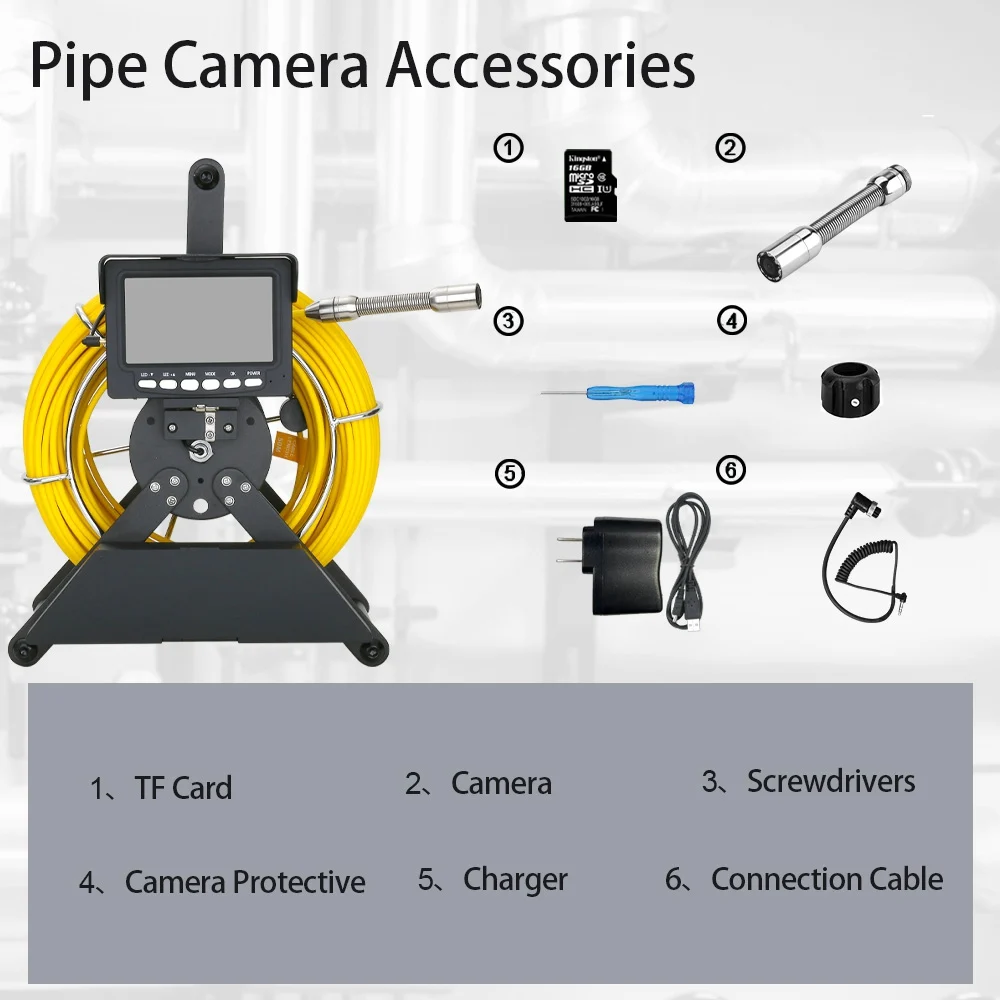 4.3" Sewer Camera with DVR 16GB,17/22MM HD Inspection Camera with 4500mAh 6H Battery, IP68 Waterproof Piping Endoscope Camera image 6