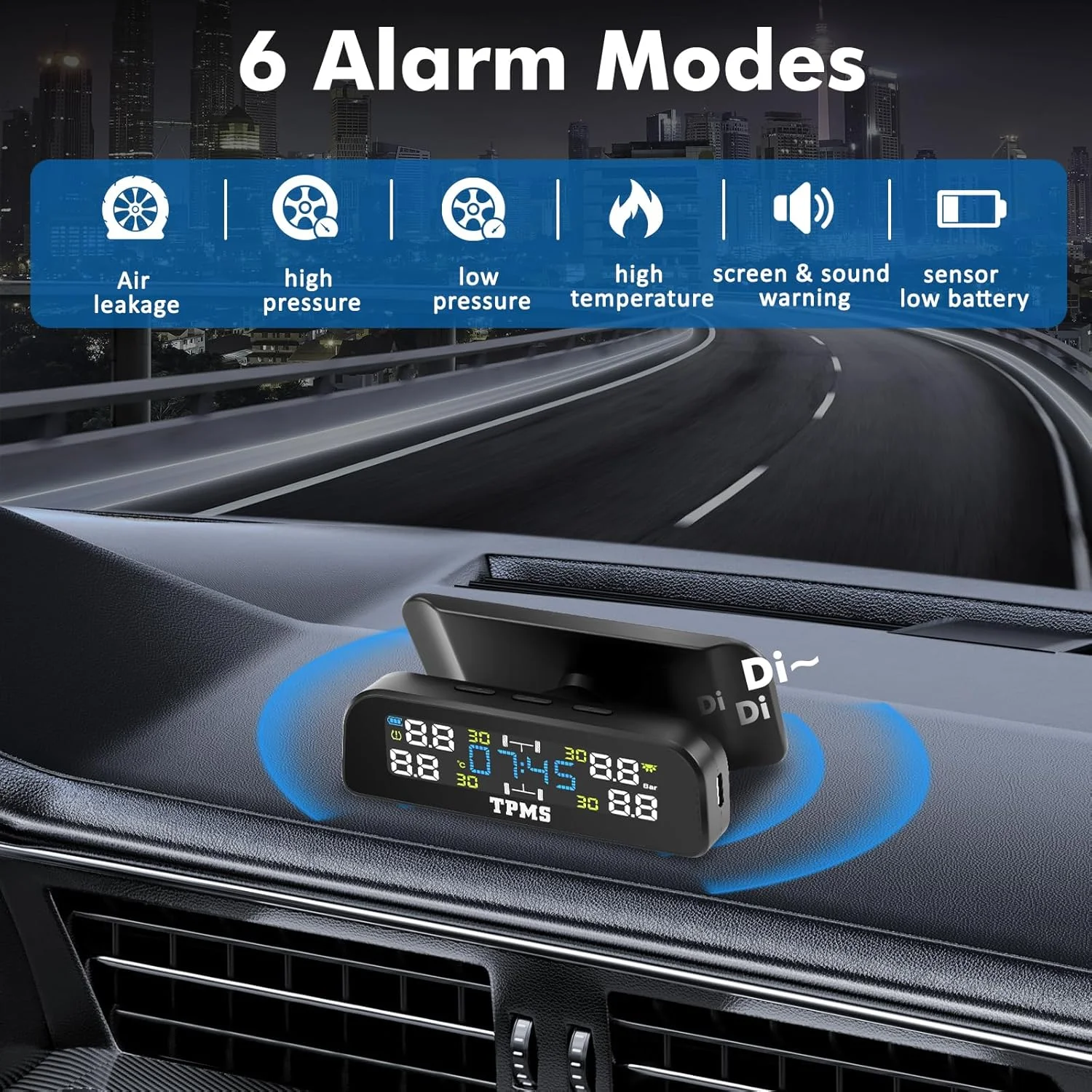 Updated Tire Pressure Monitoring System TPMS with 4 Sensors LCD Display Tire Pressure System for Car RV SUV MPV Sedans