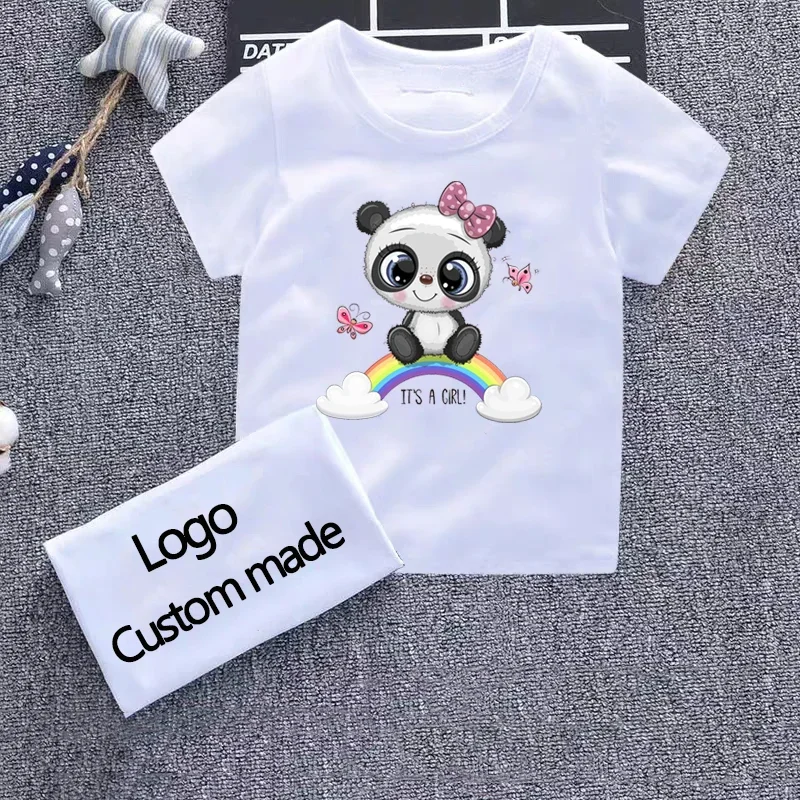 Cartoon Cute Panda Design Children\'s Funny T-Shirts Boys/Girls Birthday Clothes Tops Tees Kids Summer Casual Clothes for Baby