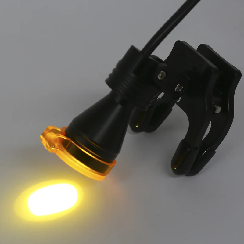 Lampada frontale medica per faro dentale a LED da 5W per lente dentaria con filtro giallo luce forte con Clip senza batteria