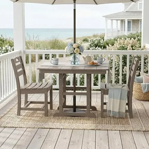 3-Piece HDPE Patio Dining Set Bistro Table Chairs for Small Patio Apartment Casual All-Weather Gazebos Furniture