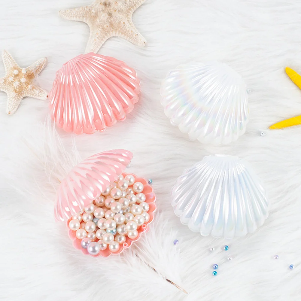 

2Pcs Shell Photography Background Prop Pearl Storage Box Desktop Ornament for Flat Lay Photos Holiday Gift Artificial Shell