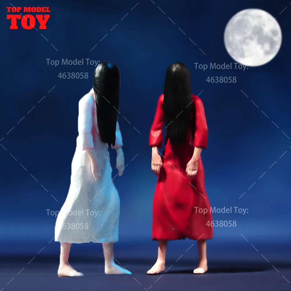 Painted Miniatures 1/24 1/64 1/43 1/87 Female Ghost Long Hair Girl Scene Figure Doll Unpainted Model For Car Vehicles Toys