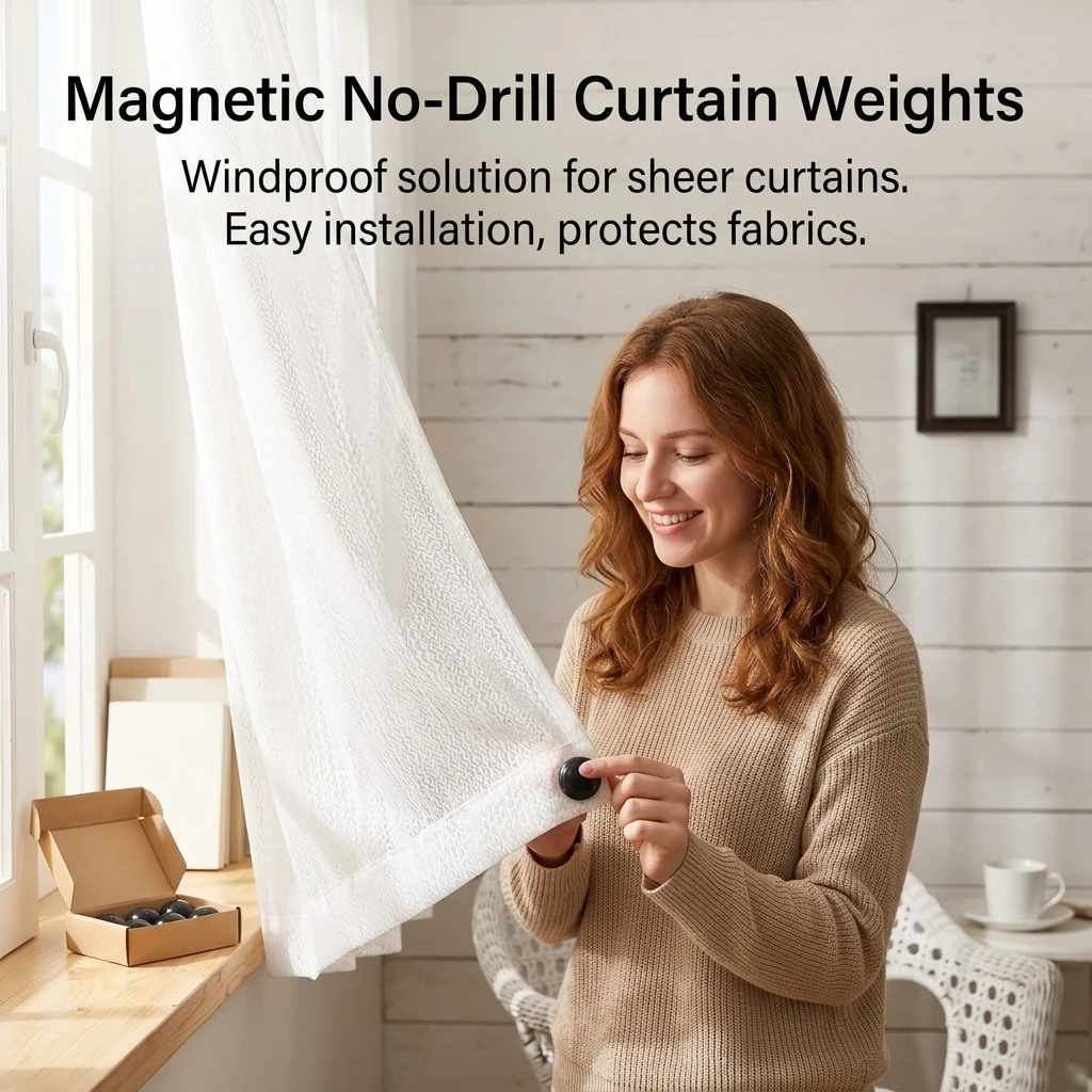 Curtain Weight Blocks Magnetic Strong Windproof Hanging Accessories for Sheer Fabric Panels No Drill Home Decor 10 Pack
