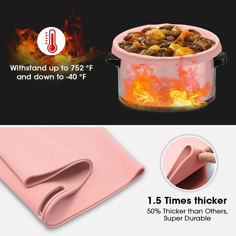 2 Pack Slow Cooker Liners - Reusable Cooker Divider, Silicone Cooking Bags Fit 6 Quarts Pot
