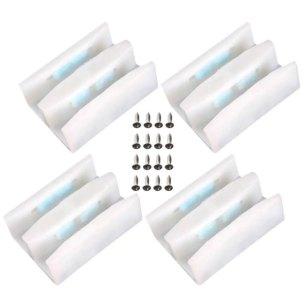 

4 Sets Sliding Door Stoppers Bottom Guide For Glass Bumper Track Replacement Part Plastic Door Guide With Screws Easy