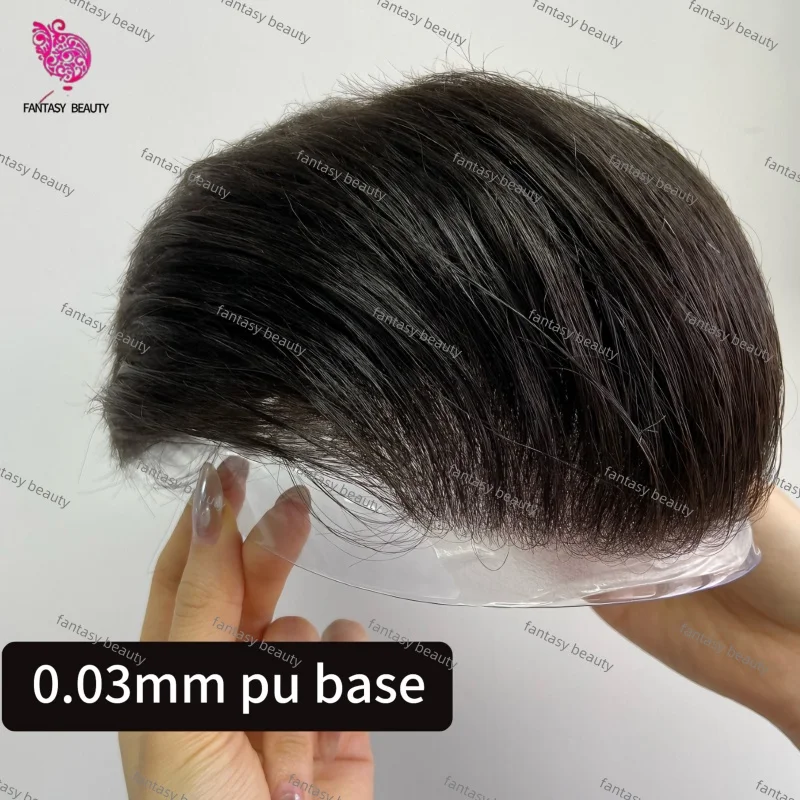 

30MM Curly 1B 1B40 Black Grey Male Hair Prosthesis 0.02-0.03MM Microskin Full PU V-Loop Men Toupee Men's Natural Hairline Wigs