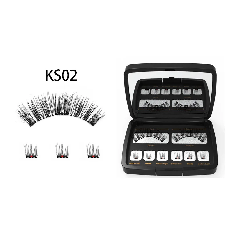 Magnetic Eyelashes with 3 Magnet Kit Acrylic Box Packaging 3D Handmade Soft Natural Fake Eye Lash Reusable Long Lasting Tool