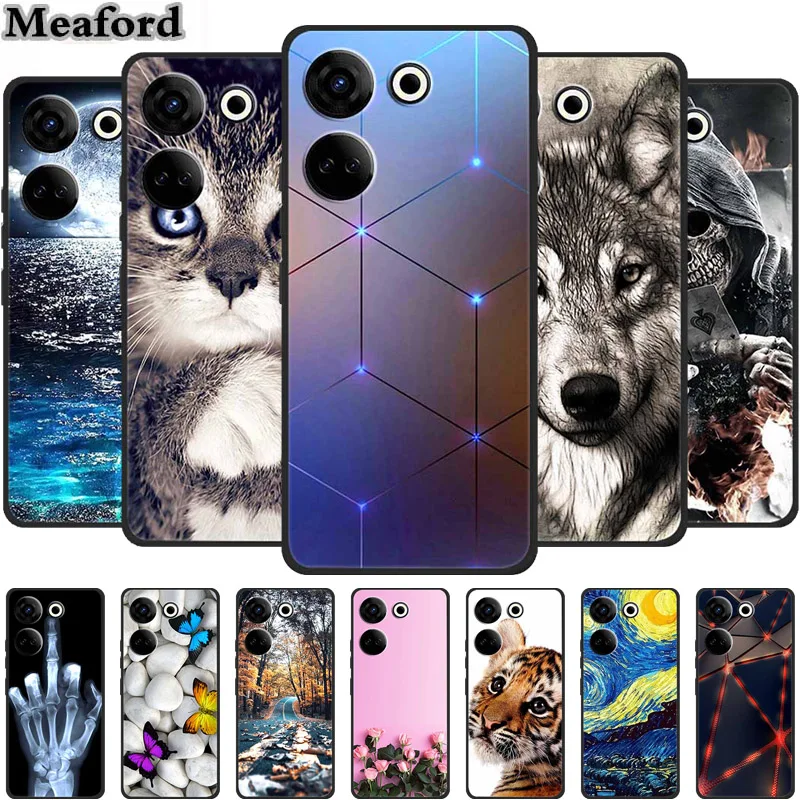 For Tecno Camon 20 4G Case Animals Shockproof Soft Silicone TPU Back Cover For Tecno Camon 20 Pro 4G Phone Cases CK7n Wolf Shell