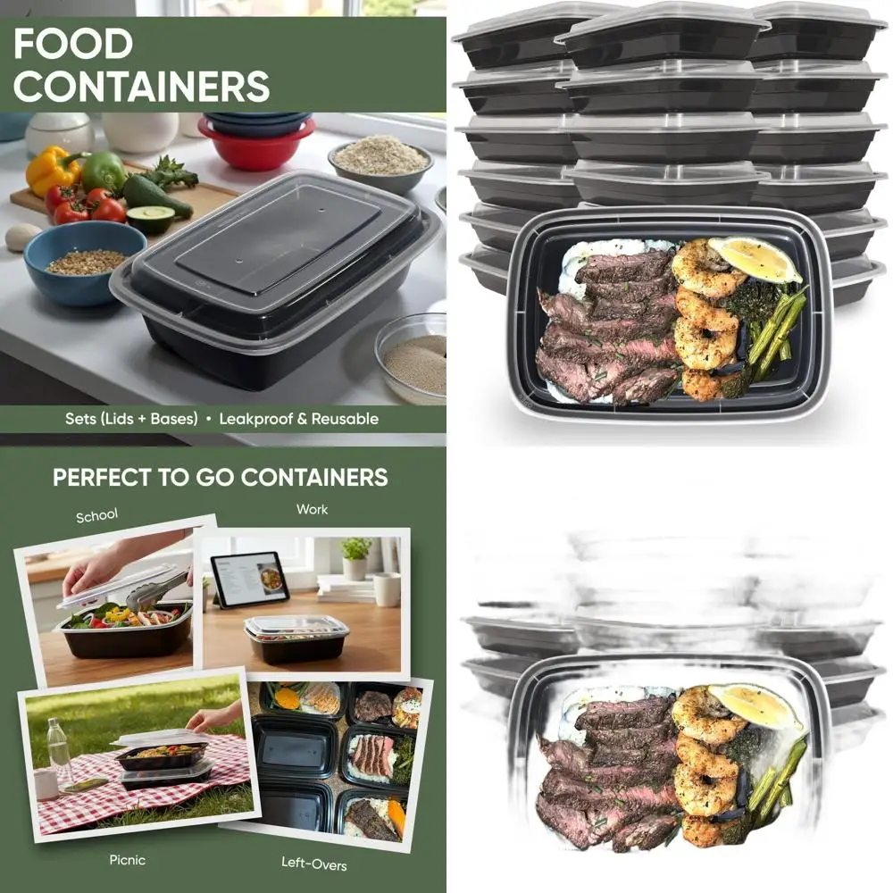 

150-Count 32oz Meal Prep Containers, BPA-Free, Leak-Proof, Stackable, Microwave & Dishwasher Safe, Reusable, Clear Plastic Bento