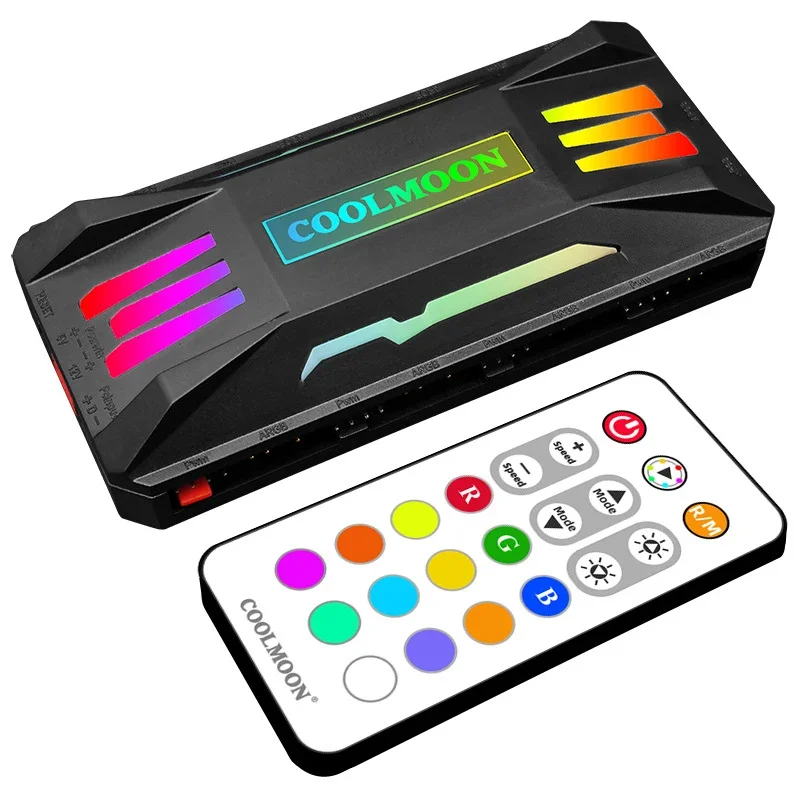 RGB Controller 4Pin PWM 5V 3Pin ARGB Cooling Fan Smart Intelligent Remote Control for PC Case Chassis