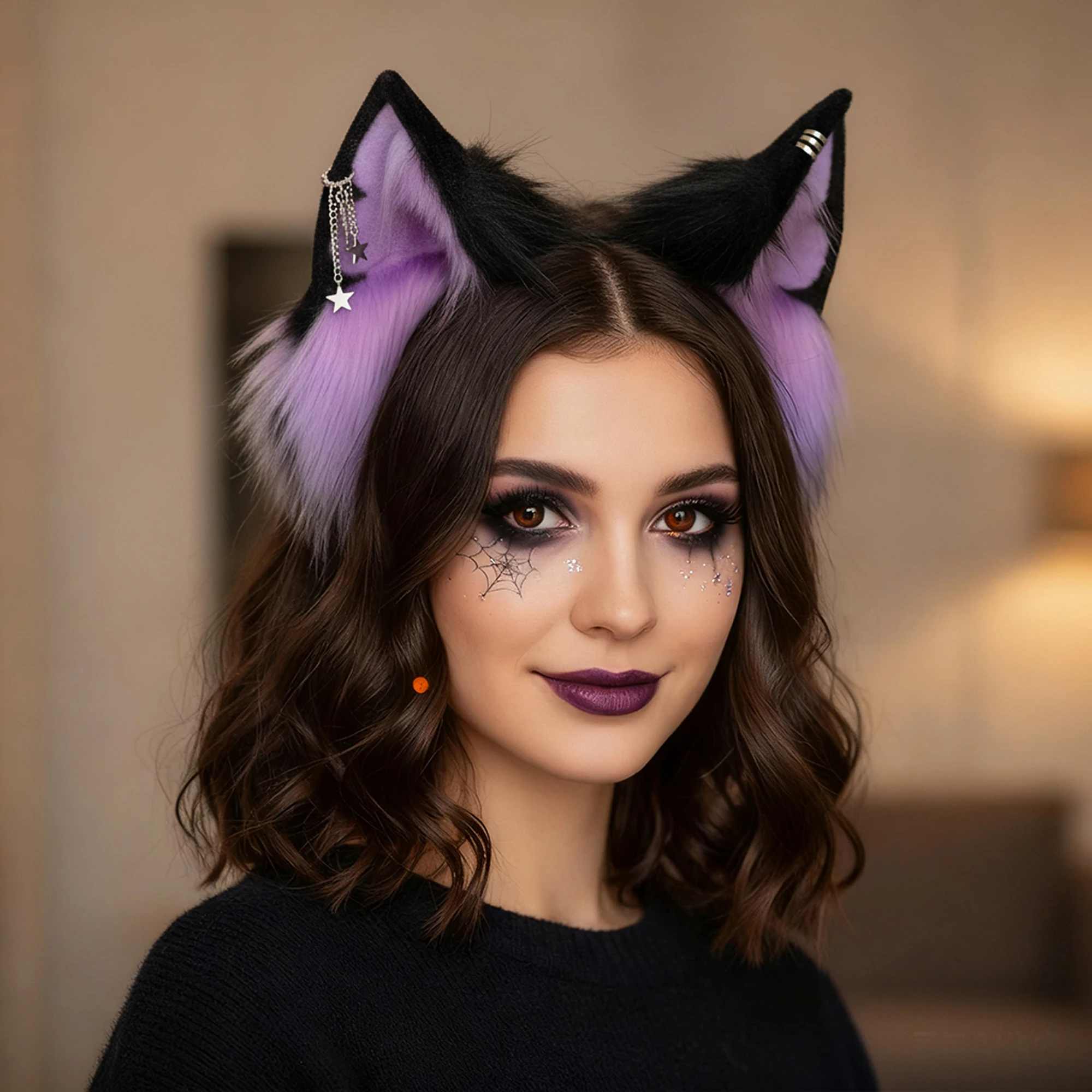 عصابة رأس على شكل آذان قطة سوداء للنساء، إكسسوارات شعر لطيفة للهالوين للحفلات التنكرية، تلبيس خوذة ممتعة ومرحة #5