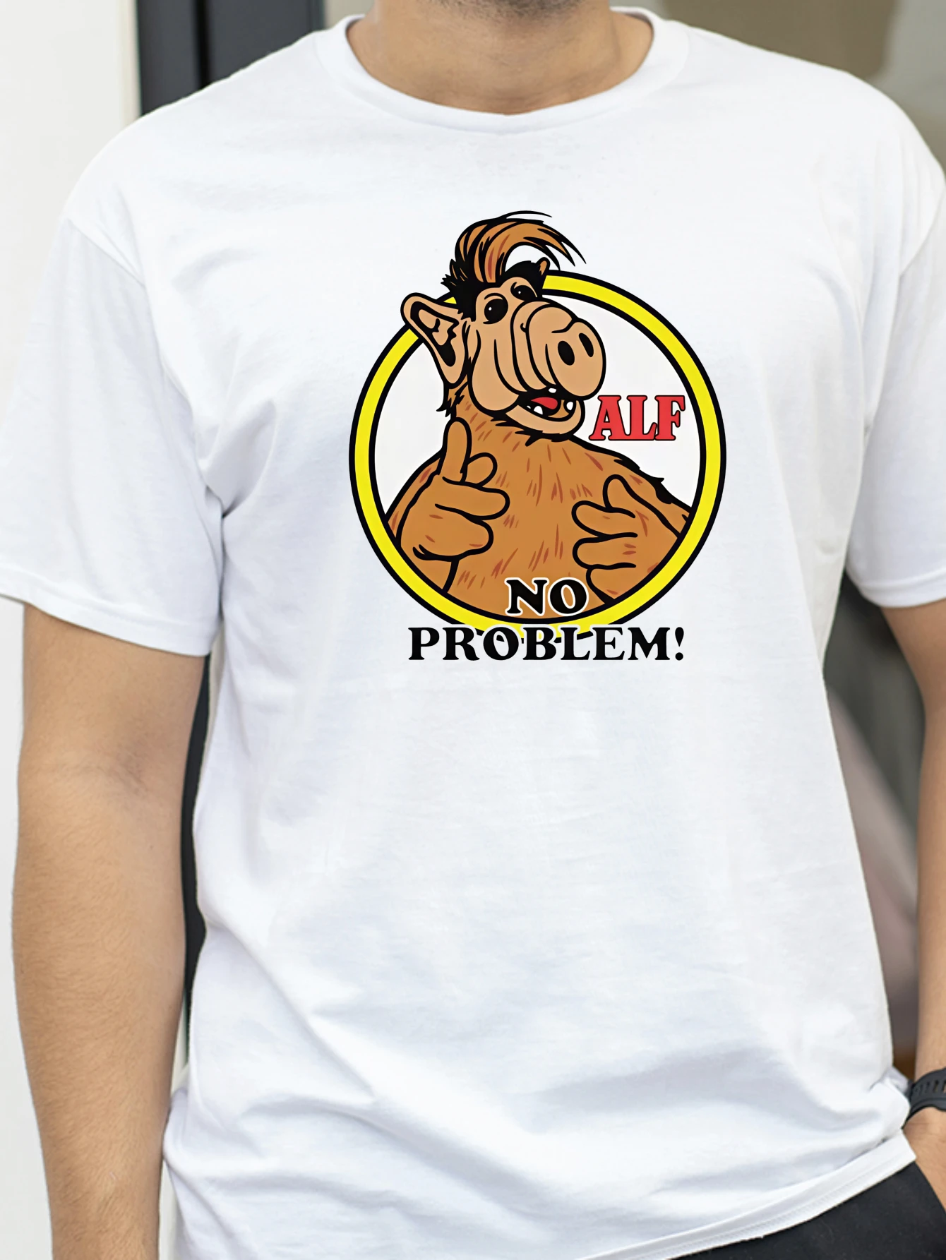 Alien Life Form ALF No Problem T Shirt Fashion Harajuku Streetwear Clothing Short Sleeve tshirt summer breathable Round Neck top