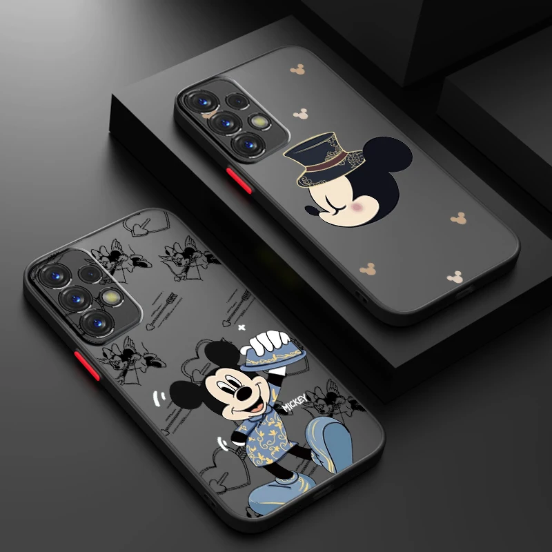 Disney Mickey Minnie Mouse Art Frosted Translucent For Samsung Note 20 A35 A03 A54 A31 A22 A34 A14 A24 A04 A55 5G Cover