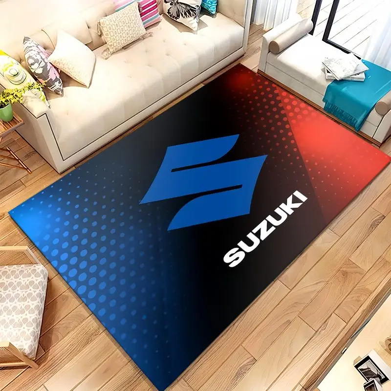 Vintage S-Suzuki Racing Car Soft Non-Slip Area Rug for Living Room,Bedroom Playroom Carpet Mat for Sofa,Moto Home Decor Gift