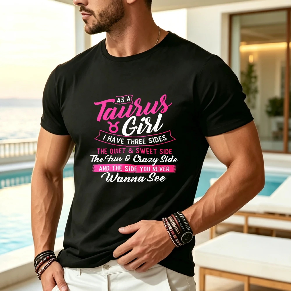 Camiseta con gráfico de astrología retro del signo Tauro, con símbolo de Tauro y texto rosa, cuello redondo suave, regalo de cumpleaños informal, adecuado para chicas Tauro, atuendo informal para cumpleaños de Tauro, estilo retro informal, manga corta, lavable a máquina.