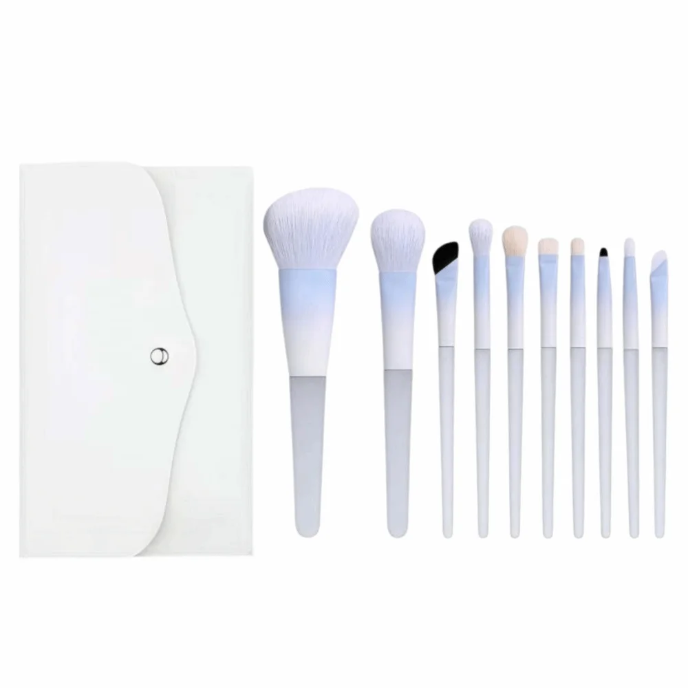 10Pcs Soft Bristle Makeup Brush Set Beauty Foundation Blush Powder Concealer Blending Fluffy Cosmetic Brush Set Ultra-Soft Blue
