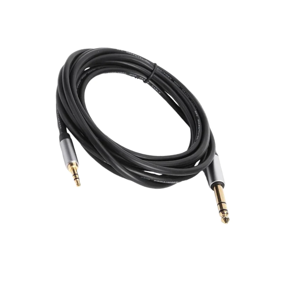 

1.5m 3.5mm to 6.35mm Male to Male Sound Cable for Amplifier Oxidized Aluminum Housing Stable Signal Transmission Audio