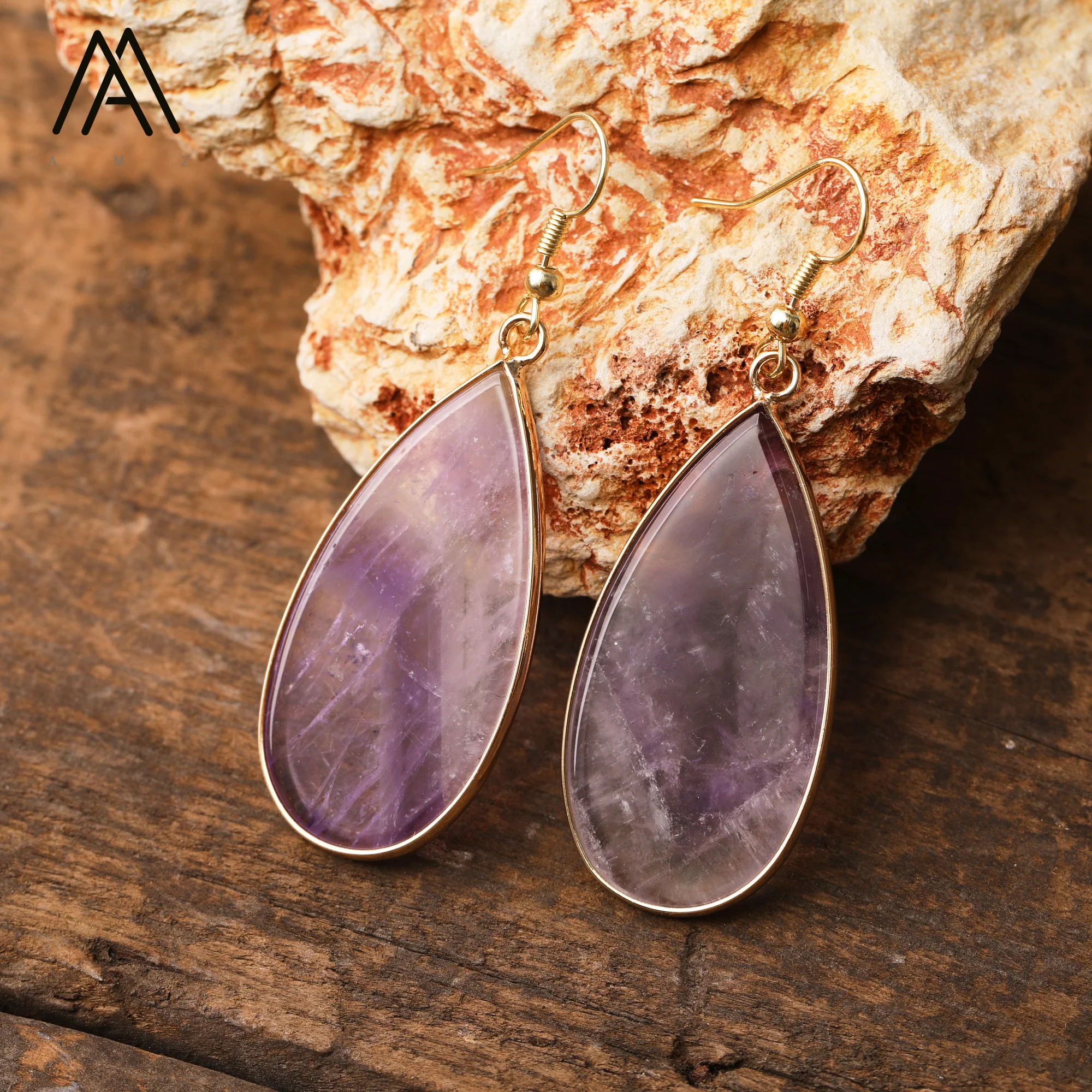 Fashion Teardrop Earrings Healing Natural Stone Crystal Women Earring Gift to Ladies