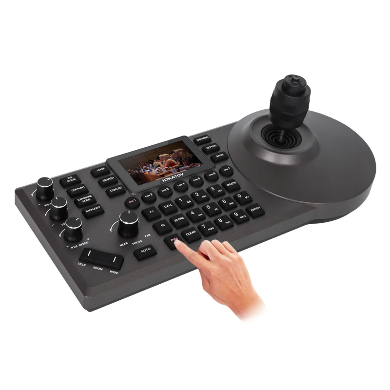 

PTZ-Camera-Controller PoE NDI PTZ Controller Keyboard With 4D Joystick For Live Streaming, PTZ Network Keyboard PELCO LCD Screen