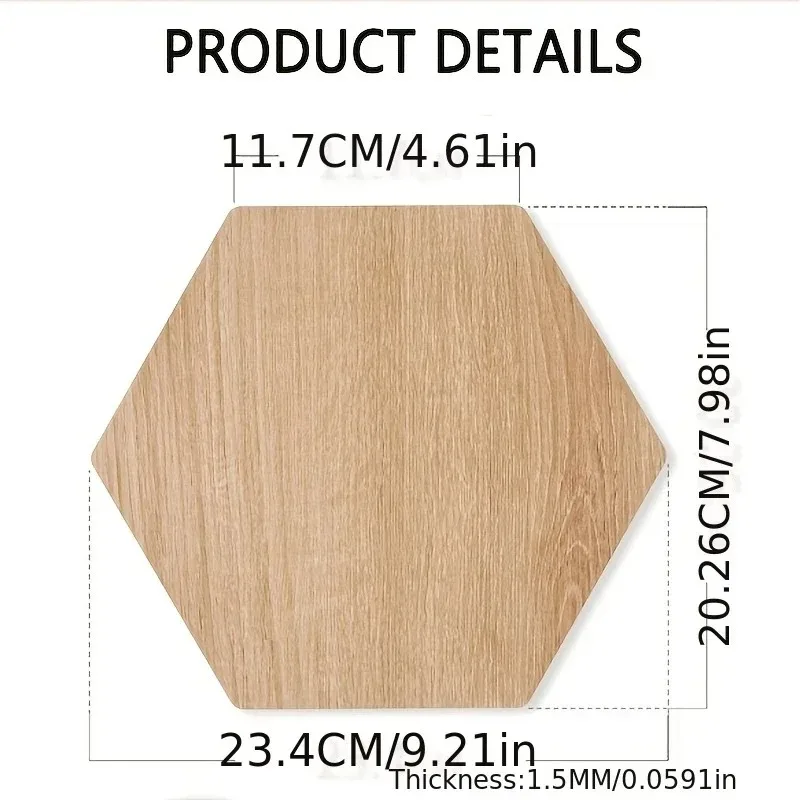 6pcs SXP Exagonal Square Wood Grain Self-Adhesive Decorative Sticker Background Wall Entrance Room Concealer DIY Decor
