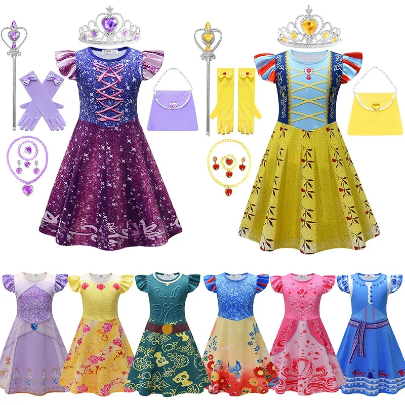 

Halloween Carnival Party Fancy Girls Princess Mulan Jasmine Merida Costume Christmas Children Belle Ariel Elsa Rapunzel Dress Up