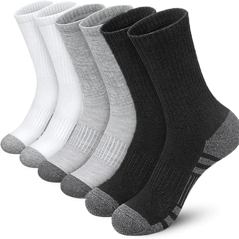 5 pairs/lot socks Men Plus Size 47 Basketball Crew Socks White Mid-Calf Athletic Tube Socks for Sports Training Fall Breathable
