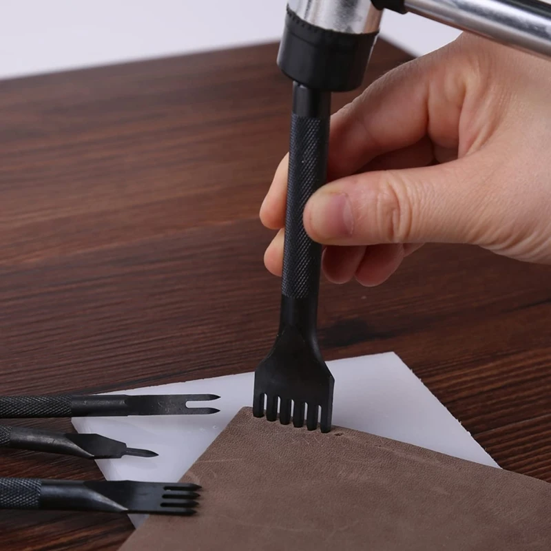 Leather Hole Heavy Duty Carbon Steel Tools for DIY Leathercraft and Bag Making 4 6 Tooth Drosphip