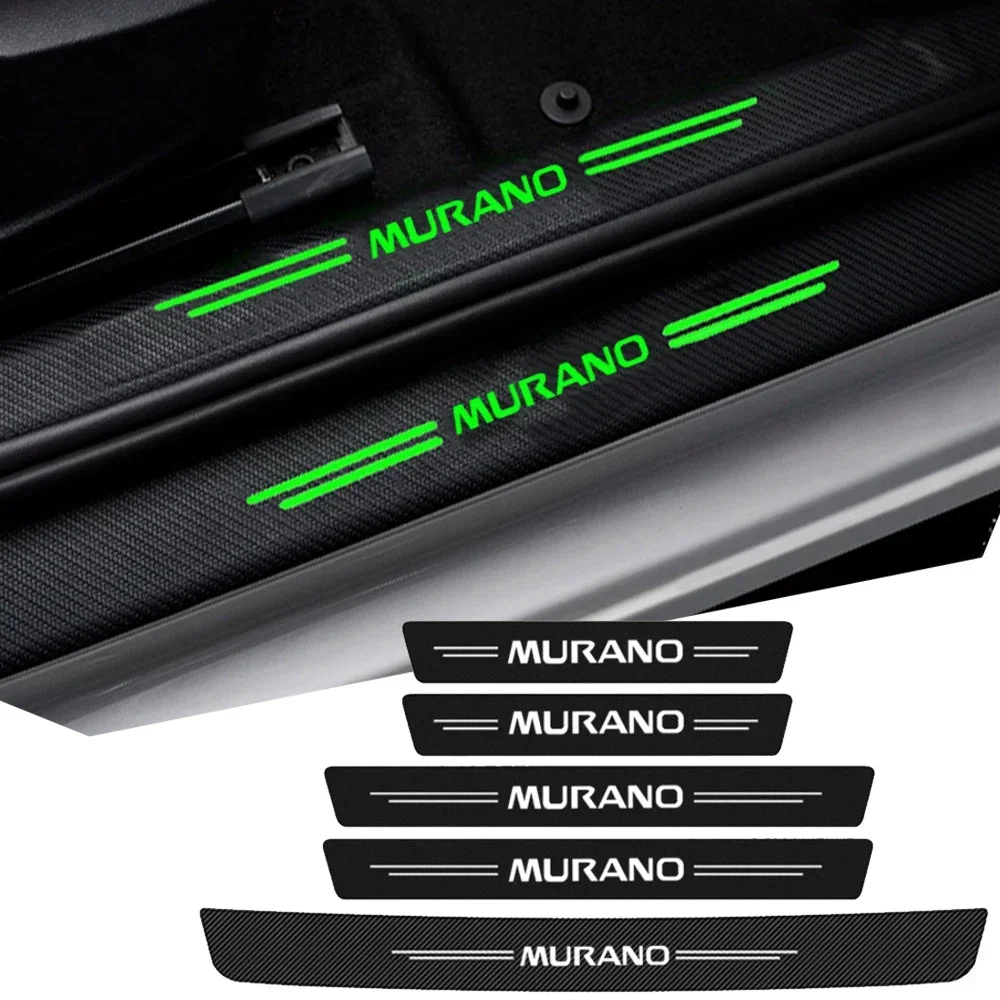 Luminous Tape Car Door Sill Trunk Bumper Stickers for Nissan Murano Logo Emblem Night Light Threshold Protector Glowing Pedal