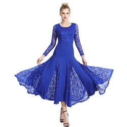 Female Ballroom Dance Lace Dress Long Skirt Modern Dance Big Swing Dress Waltz Dance Costume Competition Costume