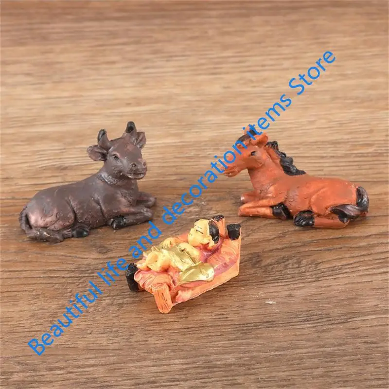 XX9B Holy Family Figurine Home Decorations Holy Crib Figurine Resin Figurine Catholic Religious Christmas Nativity Church