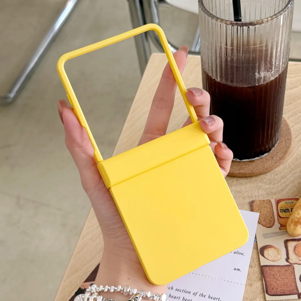 Funda protectora de bisagra de color sólido para fotografía real para Samsung Galaxy Z Flip 7 6 5 4 3 Z Flip7 FE Flip6 Flip, carcasa rígida 2