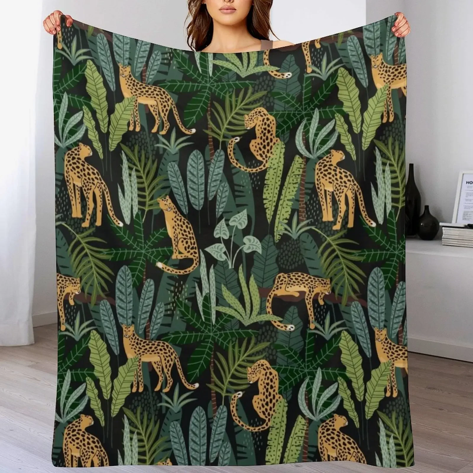 Indian jungle pattern Throw Blanket Stylish Decor Blanket Gift for Friends Roommate