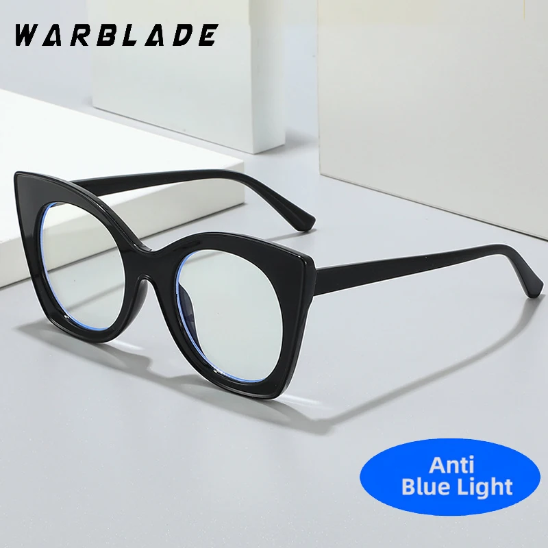 

Women's Glasses 2025 Trend Oversized Cat Eye Flat Mirror Anti-blue Light Eyeglasses Frame Simple Glasses Oculos De Grau Feminino