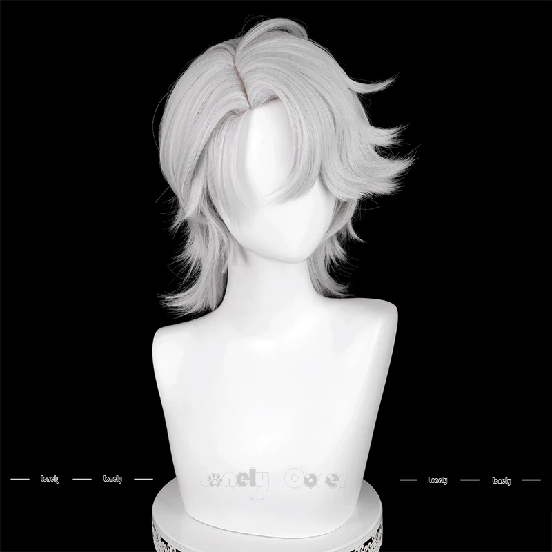 Identity V Patient Cosplay Wig Tracing Light Emil Silver Gray Short Hair Heat Resistant Wigs For Men Women Girls Party Halloween