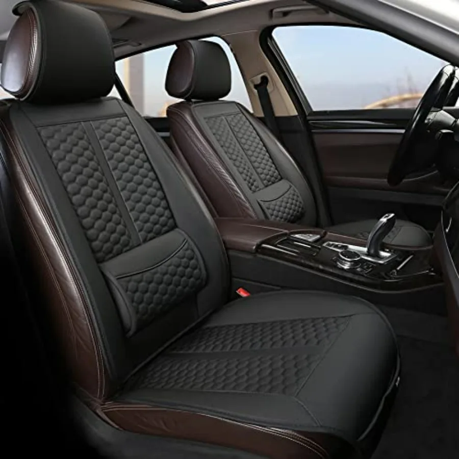 

Car Seat Covers 1 Pair Universal Sideless Driver Seat Protectors with Lumbar Support and Headrest Cover in Black