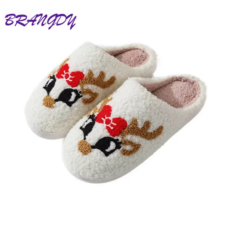 

BRANGDY Fashion Quality Christmas Cotton Slippers Winter Cute Plush Home Warmth Couple Boys and Girls Same Cotton Slippers