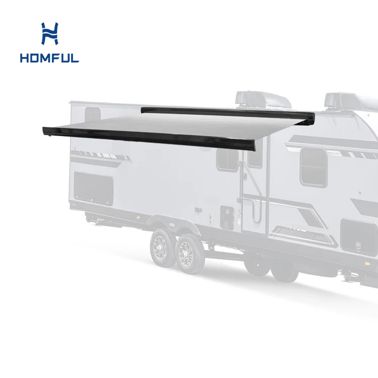 HOMFUL Euro-Style 3.5x2.5M Electric Camper Truck Awning RV Accessories 460G Heavy Duty Waterproof PVC Fabric Caravan RV Awning