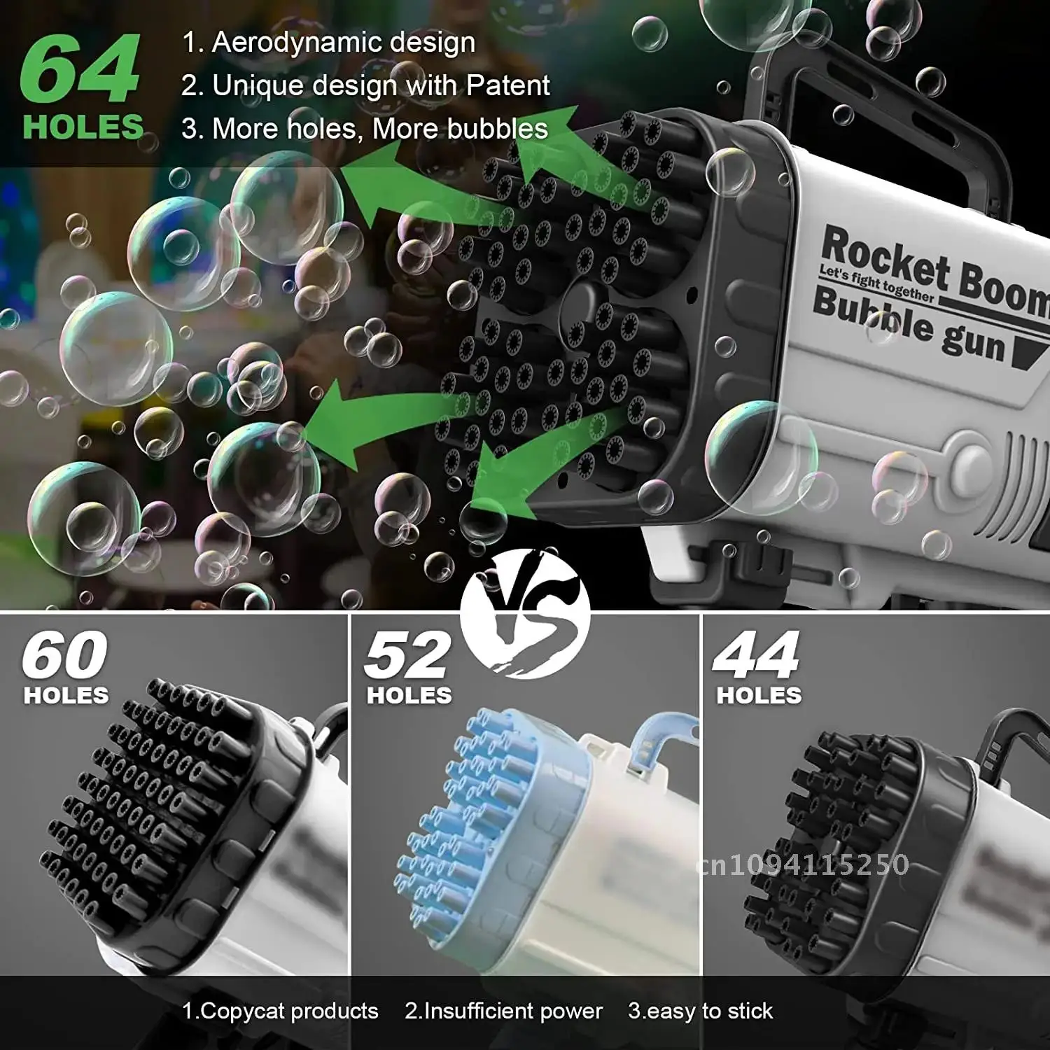 Pistola de burbujas cohete 69 agujeros máquina de burbujas de jabón forma de soplador regalo automático al aire libre pistola de luz de día juguetes para niños con