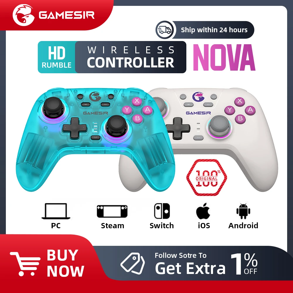 Беспроводной контроллер GameSir T4 Nova, Bluetooth геймпад с эффектом Холла для Nintendo Switch iPhone Android Phone PC