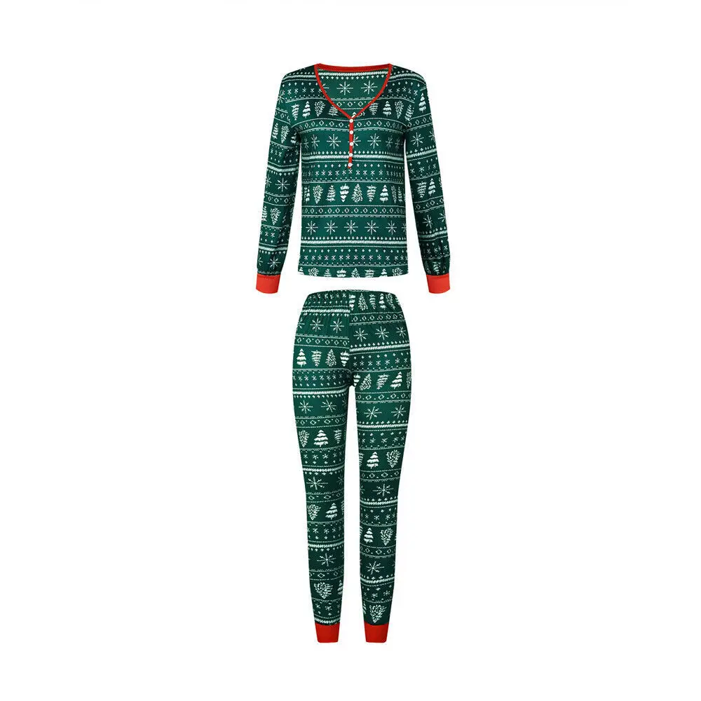 2023 autumn winter Amazon European and American Christmas fun printed set home dress pajamas parent-child outfit