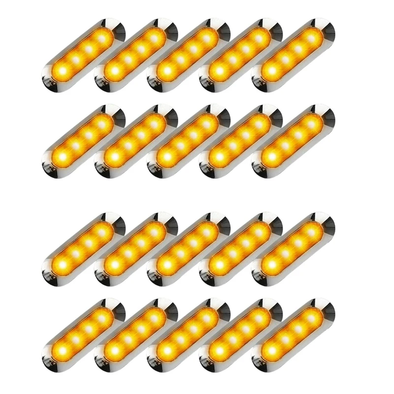 

20X Amber LED Trailer Truck Side Marker Lights 4LED Clearance RV Camper 12V-24V
