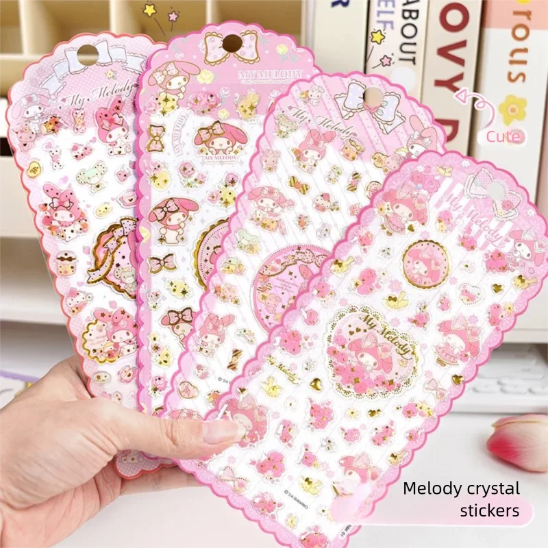 1-4pcs-kawaii-my-melody-3d-relief-sticker-kuromi-cinnamoroll-diy-student-water-cup-decoration-stationery-stickers-gifts