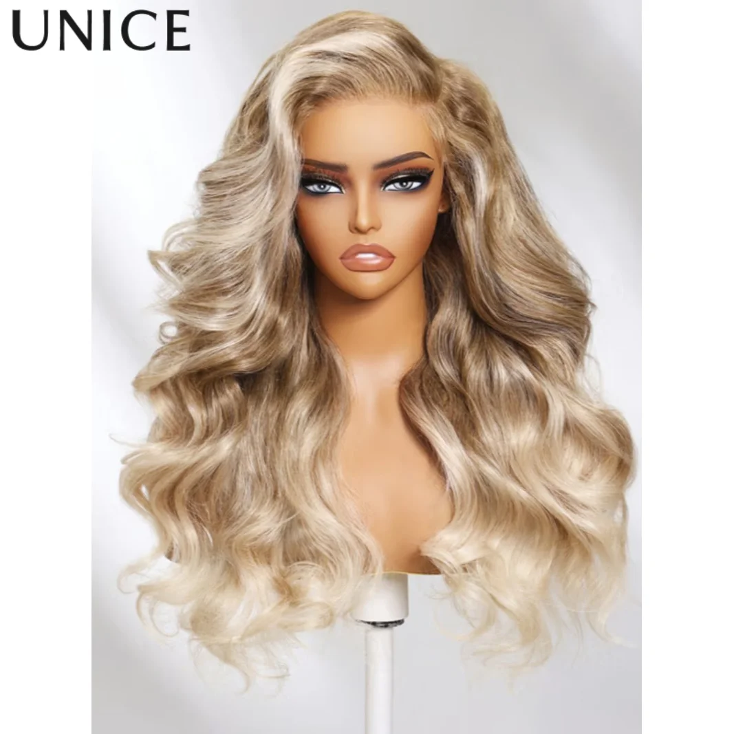 UNice 13x4 レース フロント サンディ ブロンド オンブル ルーズ ウェーブ プレエブリシング ウィッグ