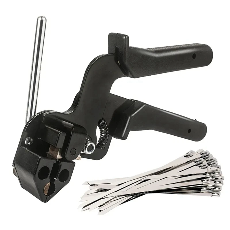 

100Pcs Stainless Steel Cable Tie Multi-Purpose Locking Cable Metal Tie Automatic Tension Cable Tie Plier Bundle Tool