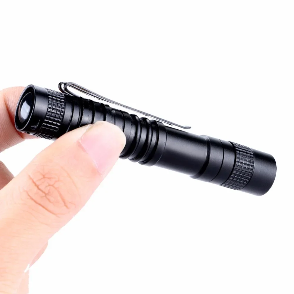 Portable 1Pc Mini Pocket Penlight 1000 Lumens LED Flashlight Torch Light Lamp Clip Camping Fishing Lanterna Use AAA